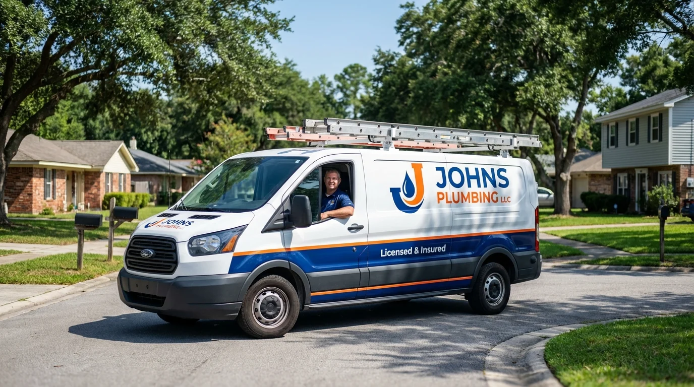 Johns Plumbing LLC service van in Jonesboro, AR