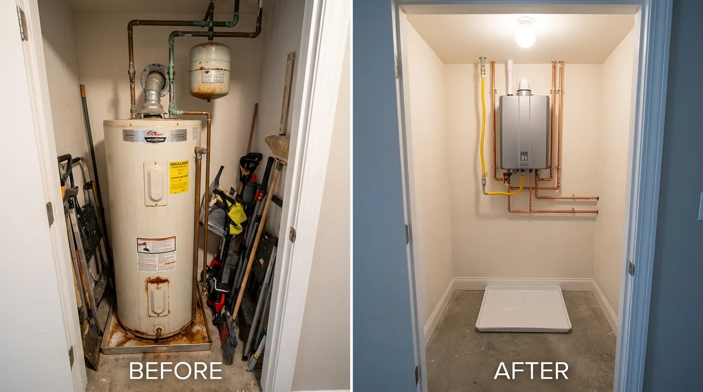 Tank water heater versus wall-mounted tankless unit comparison for Jonesboro, AR homeowners